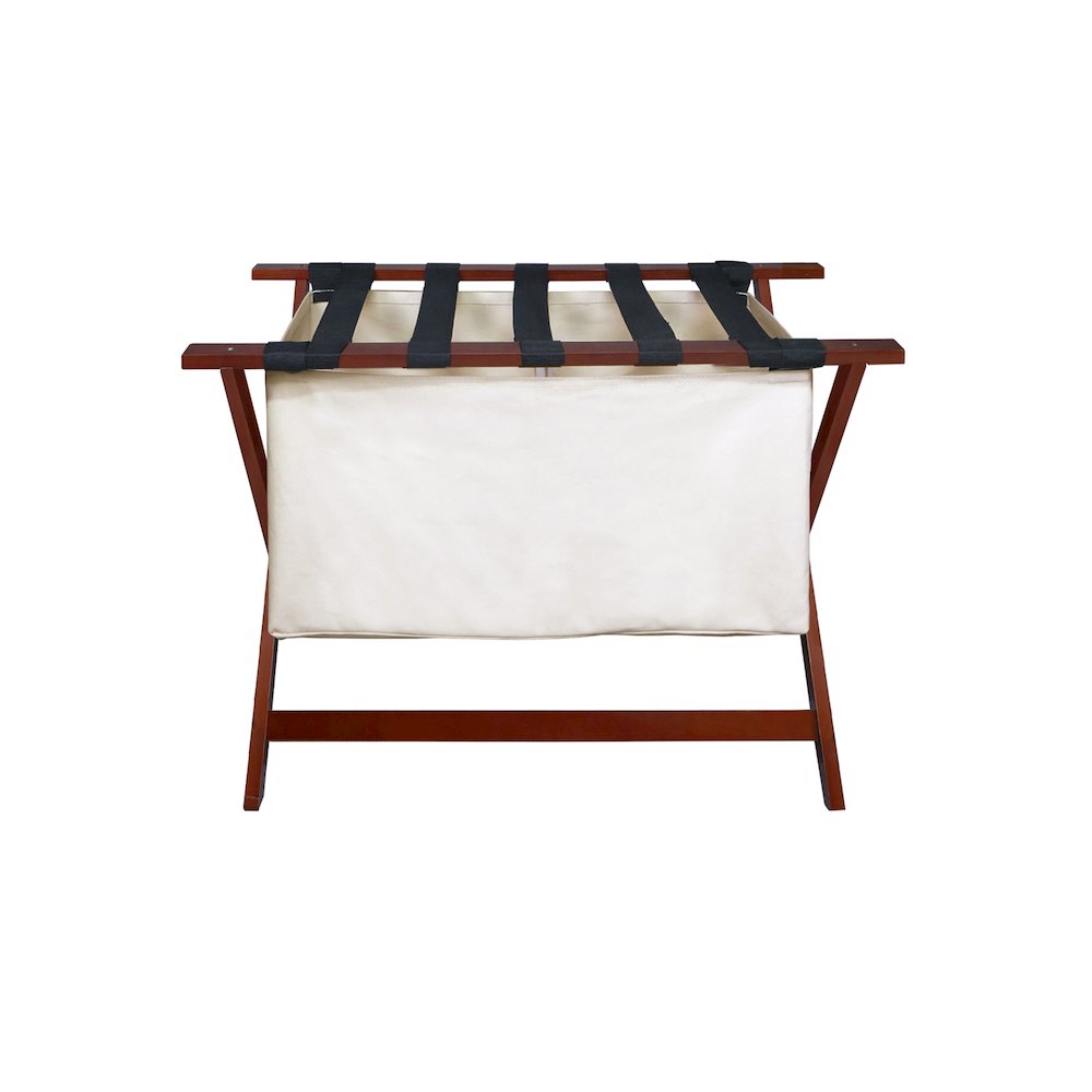 Heavy Duty 34" Extra Wide Luggage Rack with Zippered Laundry Bag- Walnut