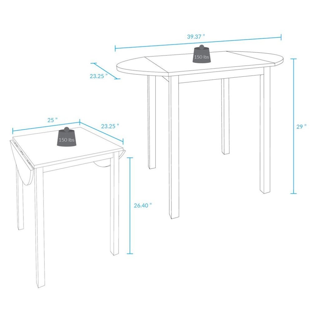 Oval Drop Leaf Folding Table with Walnut Wood Top and Rubberwood Frame