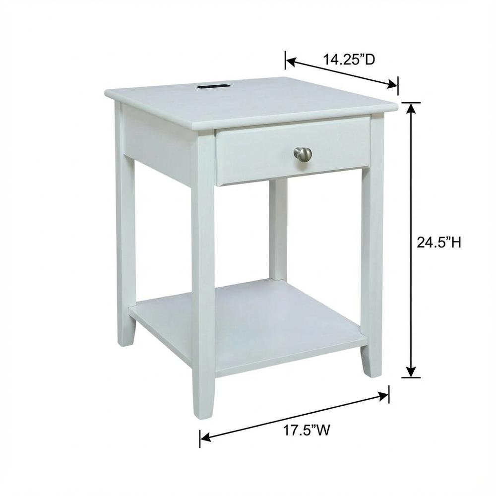 White Nightstand with Usb Port and Single Drawer for Bedroom Storage