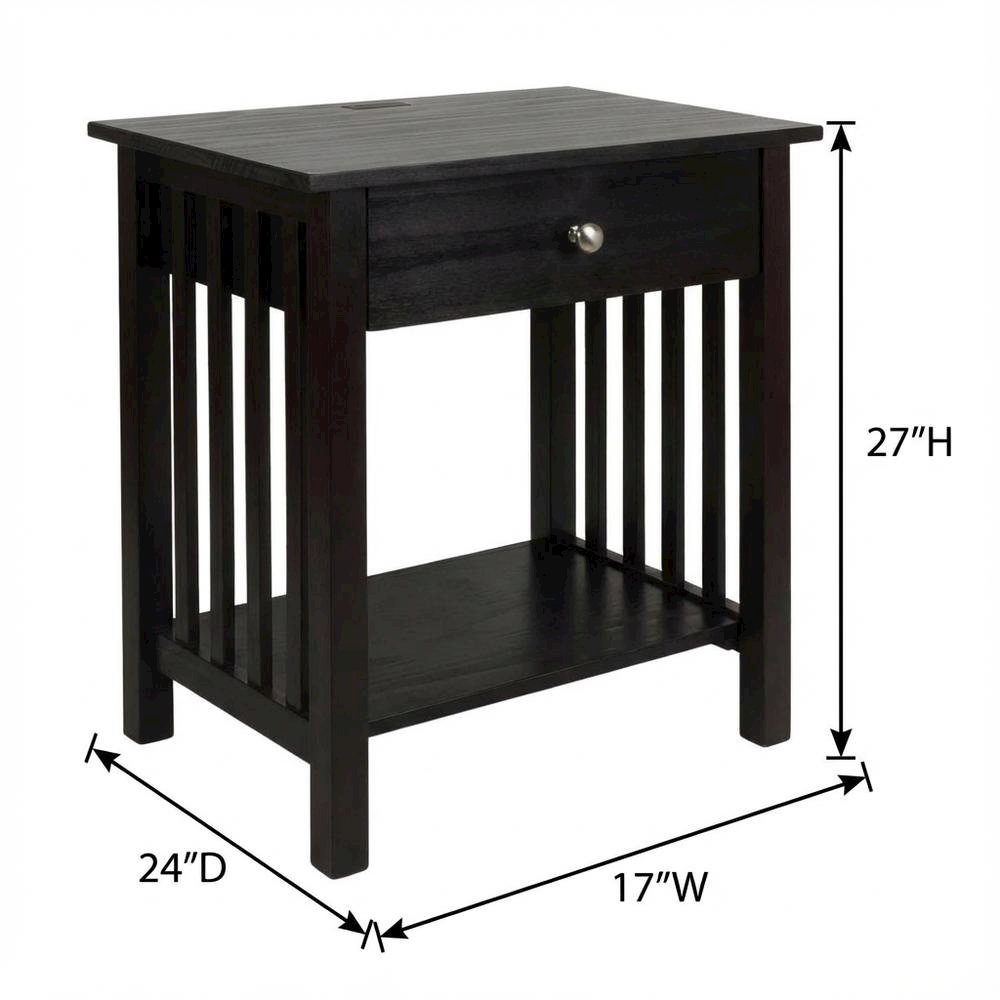 Espresso Nightstand with Usb Port and Modern Design