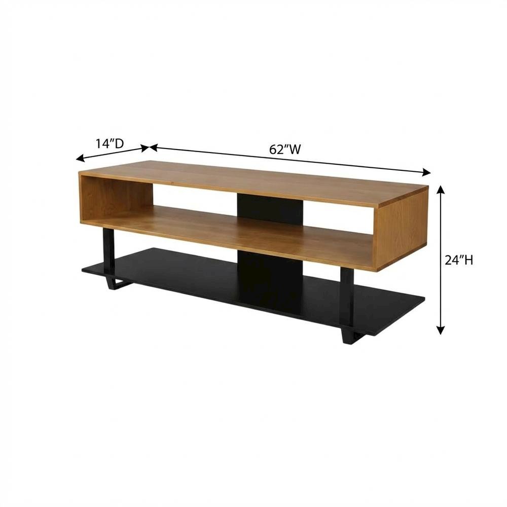 Two-Tone Cherry and Black TV Stand with Solid American Cherry Top and Pine Frame