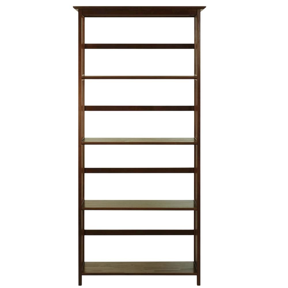 Wooden bookcase in finish with adjustable shelves for versatile storage