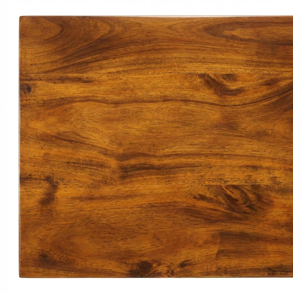 Warm Brown Folding Desk with USB Port and Pull-Out Surface for Home Office