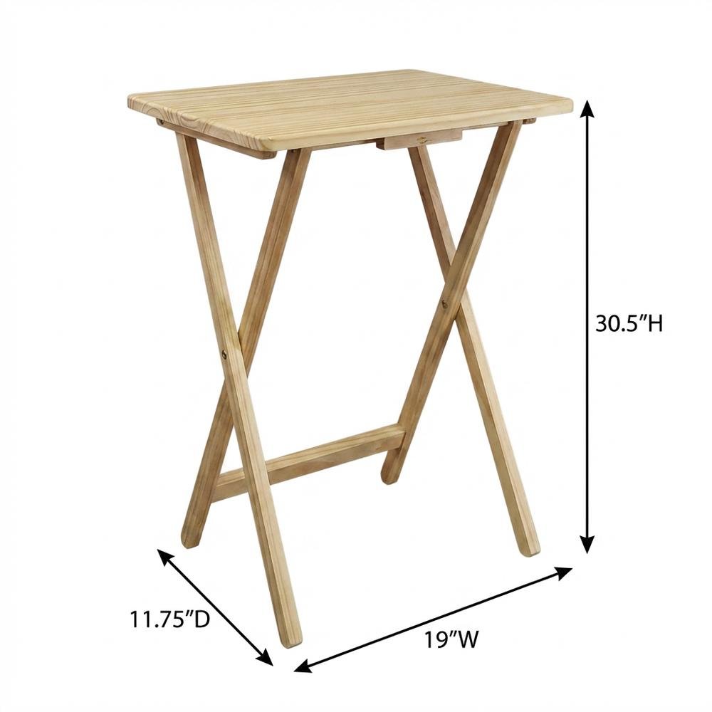 Brown Wooden 5pcs Folding Tables Set with Stand – TV Trays Set of 4