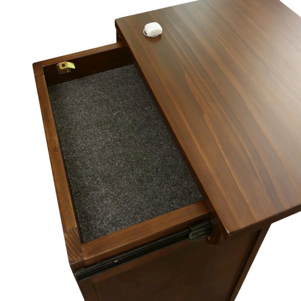 Mocha Brown Wooden Nightstand with Hidden Compartment, 2 Drawers and Open Shelf