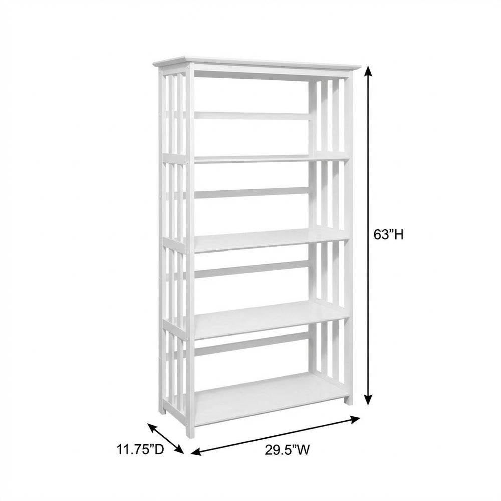Wooden Bookcase with 5 Shelves and Sturdy Storage Organizer