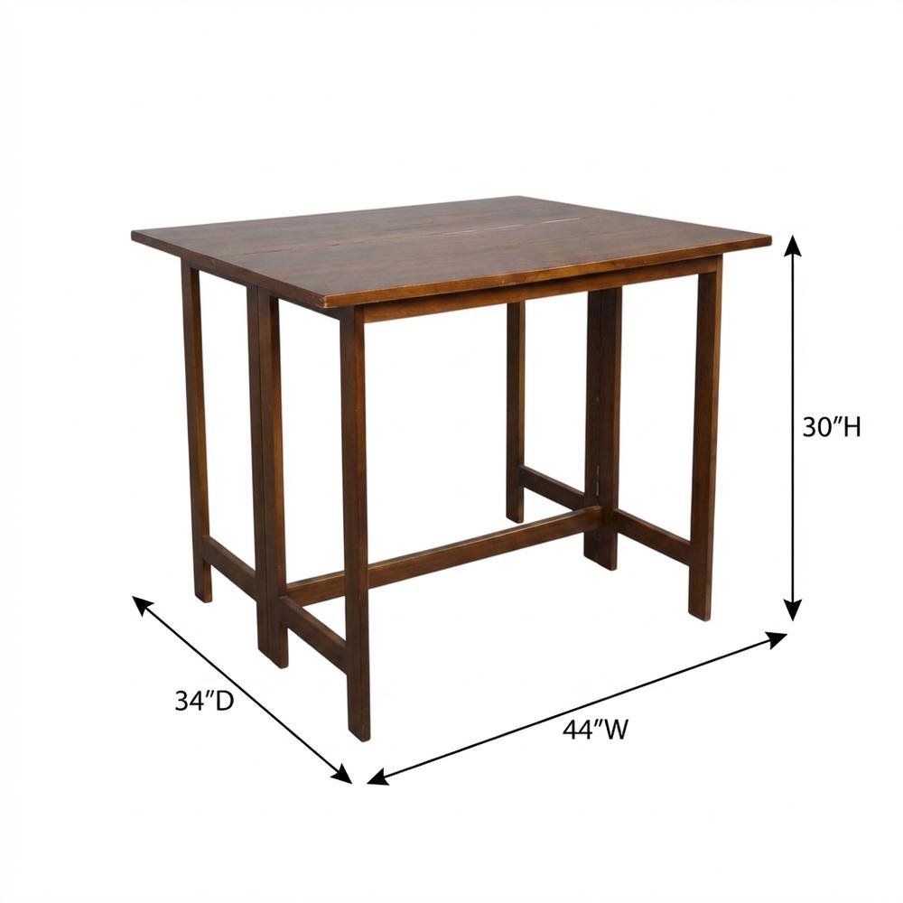 Warm Brown Folding Console to Dining Table, Solid Wood, Seats 4