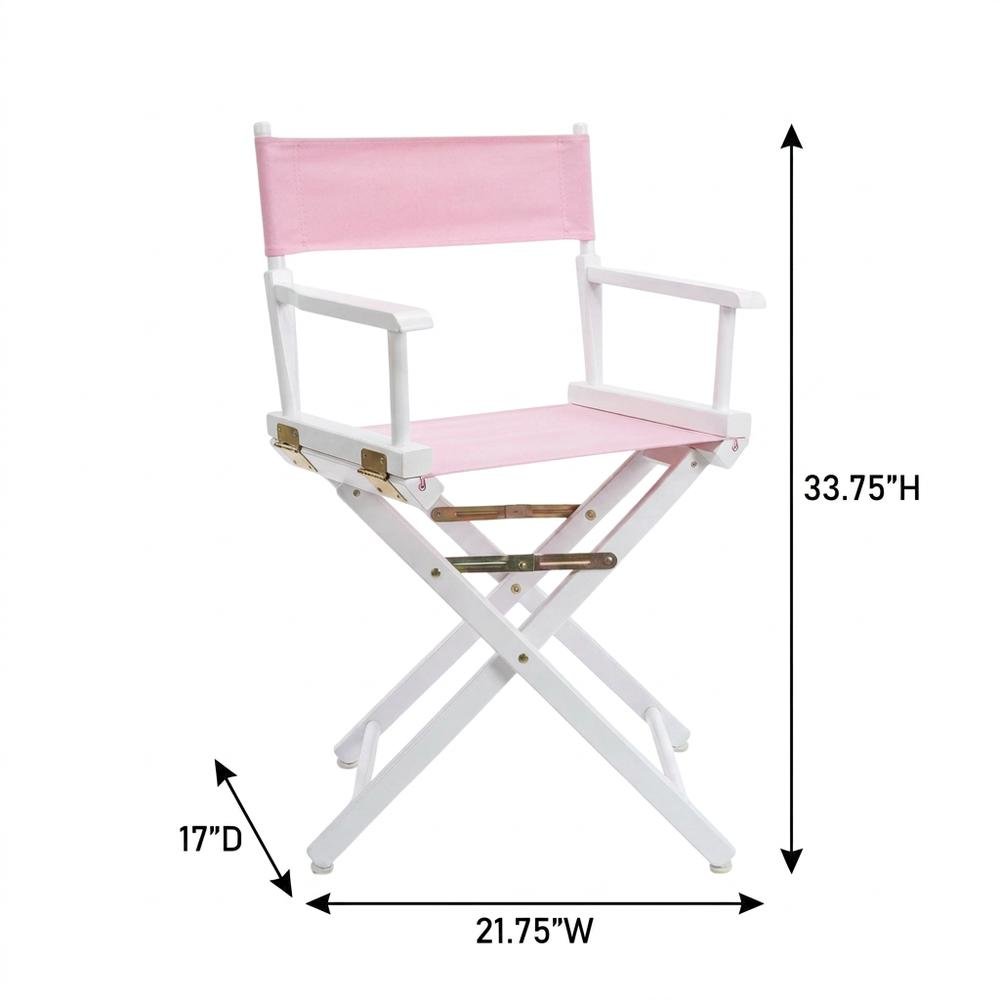 Pink Director's Chair, White Frame, 18-Inch Seat, Folding Accent
