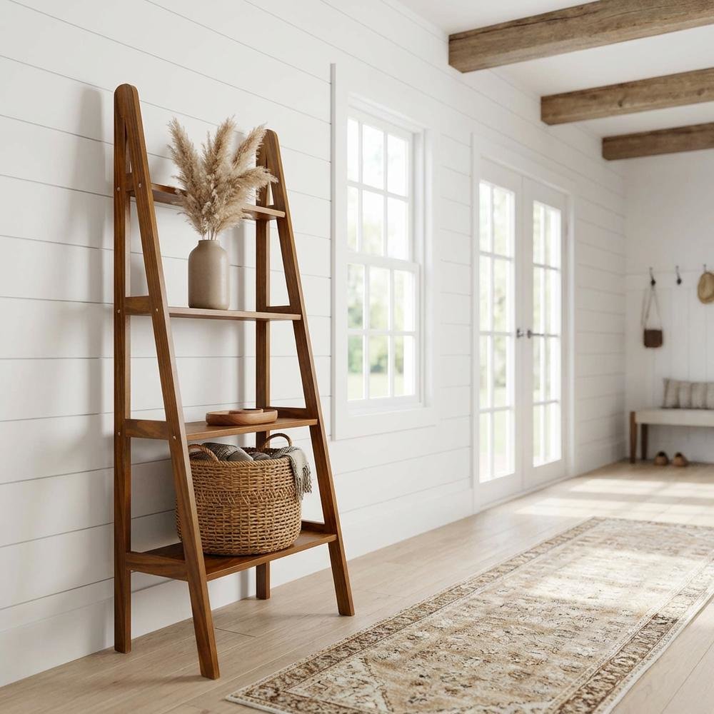 Wooden Bookcase with Open Shelves and Modern Design, Durable Finish