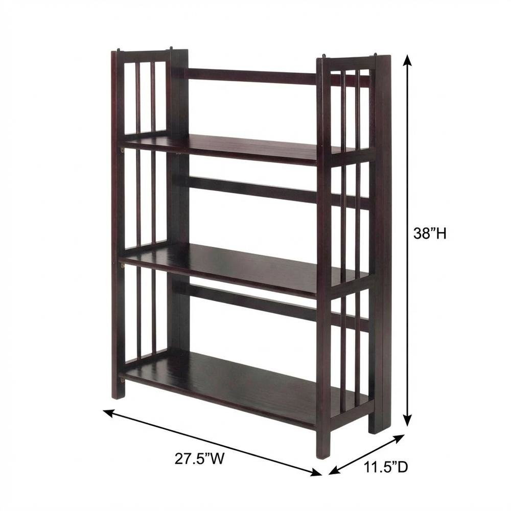 Wooden Bookcase with Open Shelves and Sturdy Construction