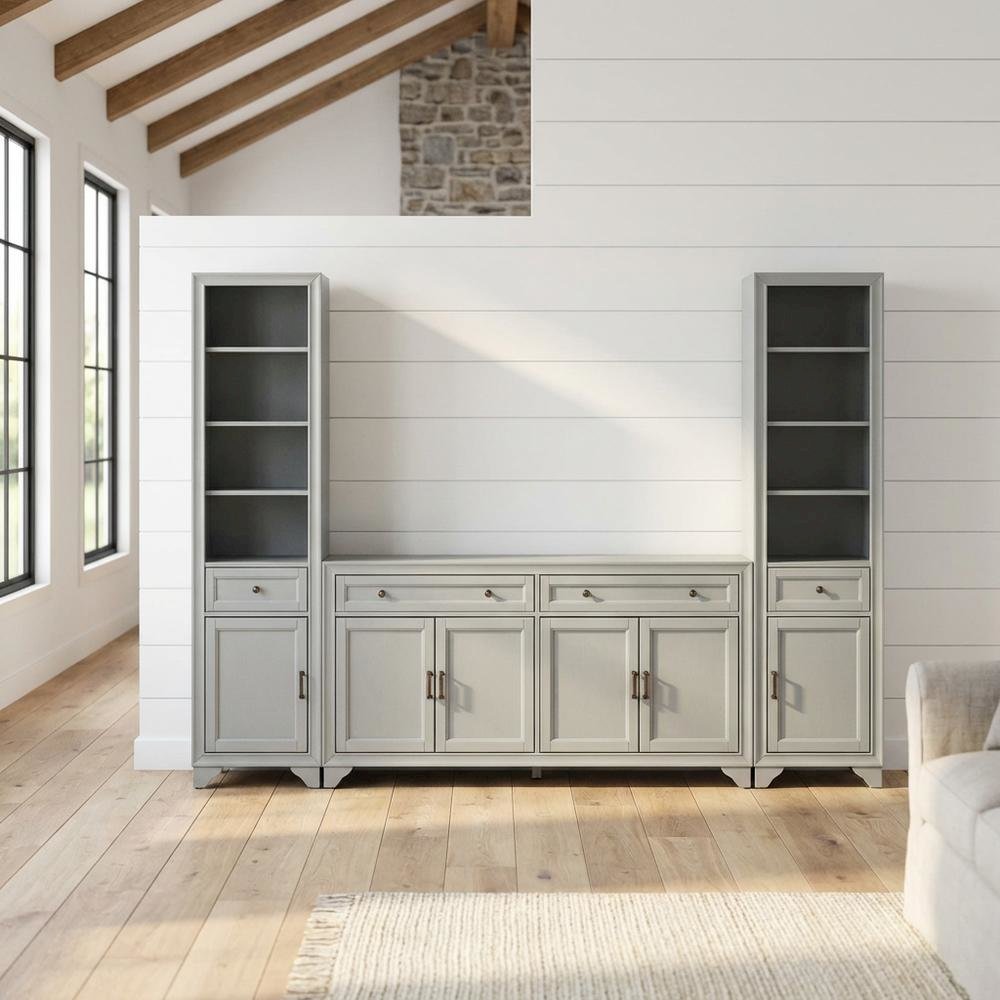 3-Piece Entertainment Center Set with Sideboard and Bookcases
