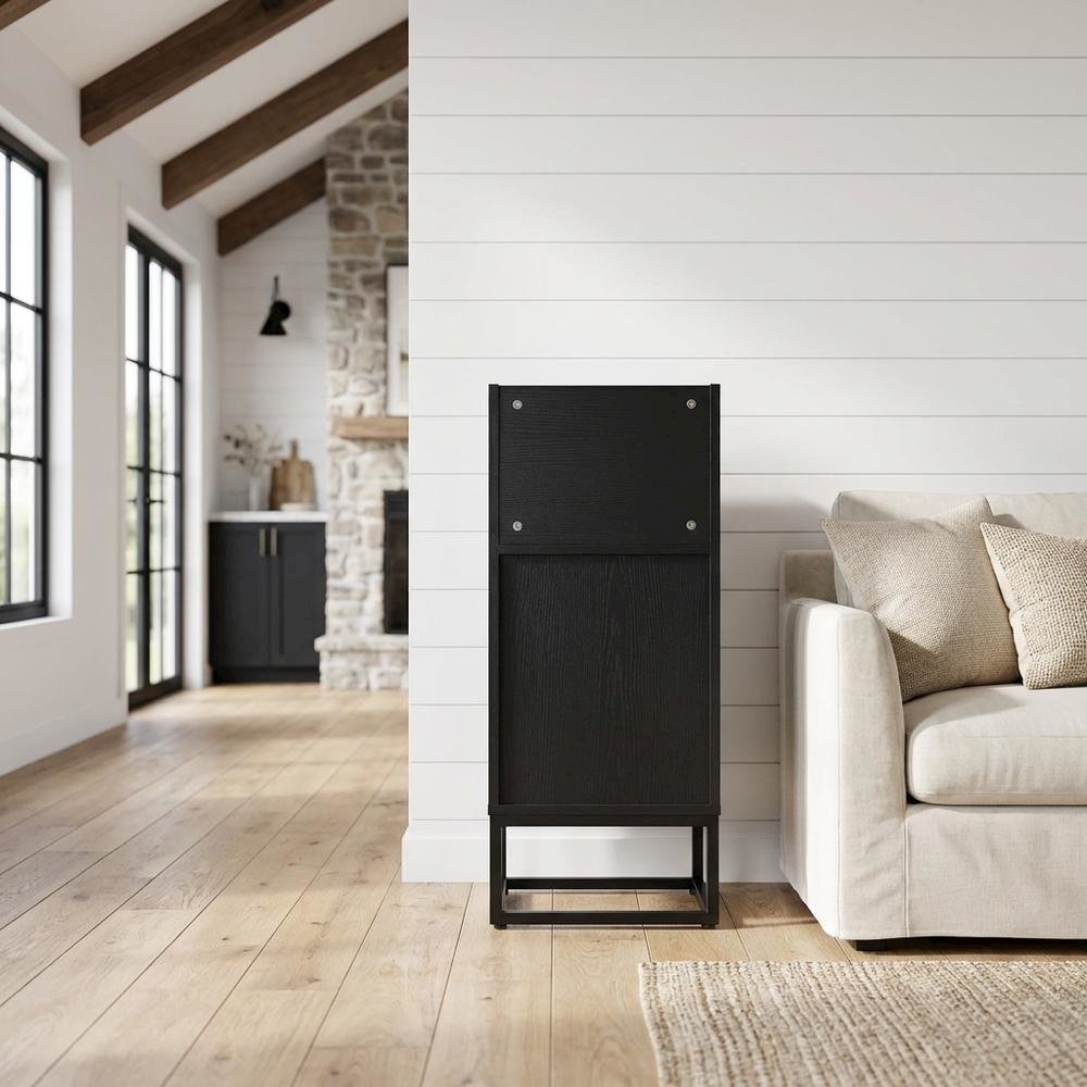 Vinyl Record Storage Stand in Black with Compact Design for Home Entertainment