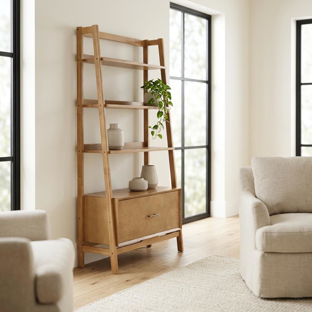 Large Acorn Floor Shelf with Anti-Tip Hardware for Freestanding Storage