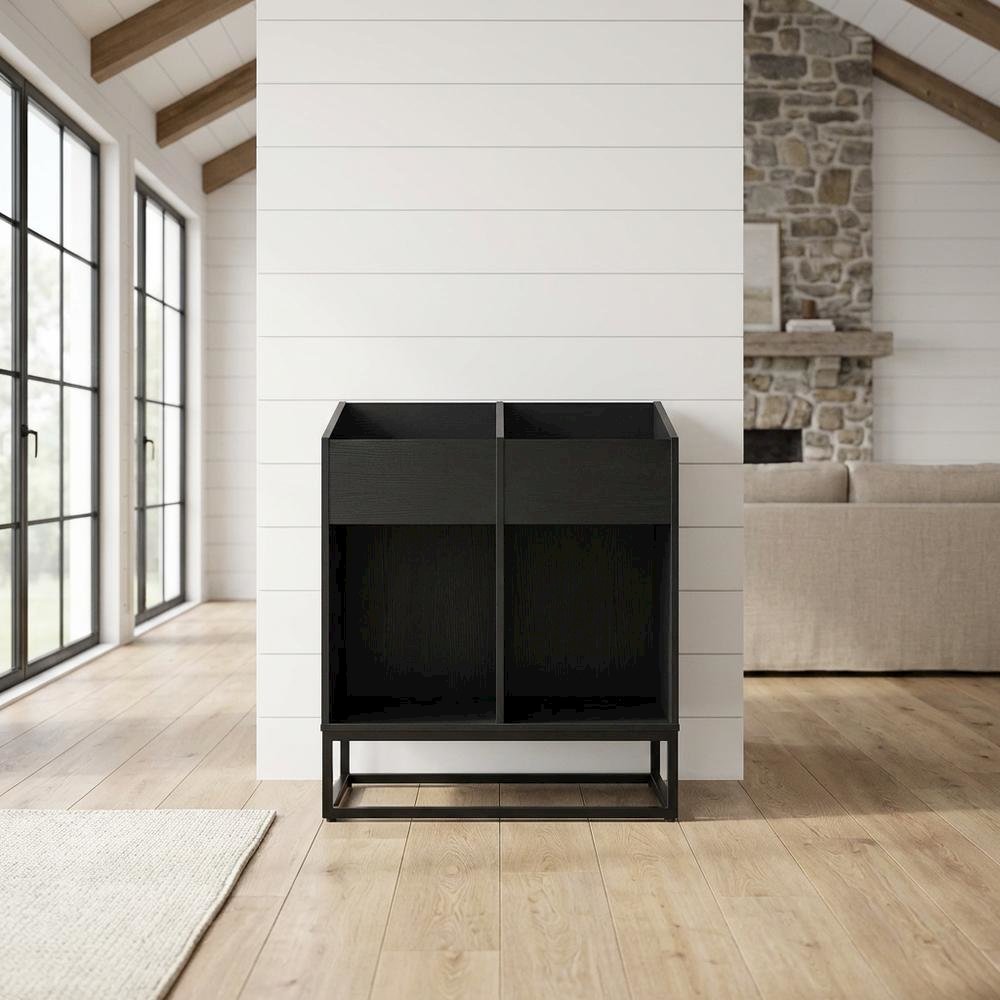 Vinyl Record Storage Stand in Neutral Finish with Sturdy Construction, Compact