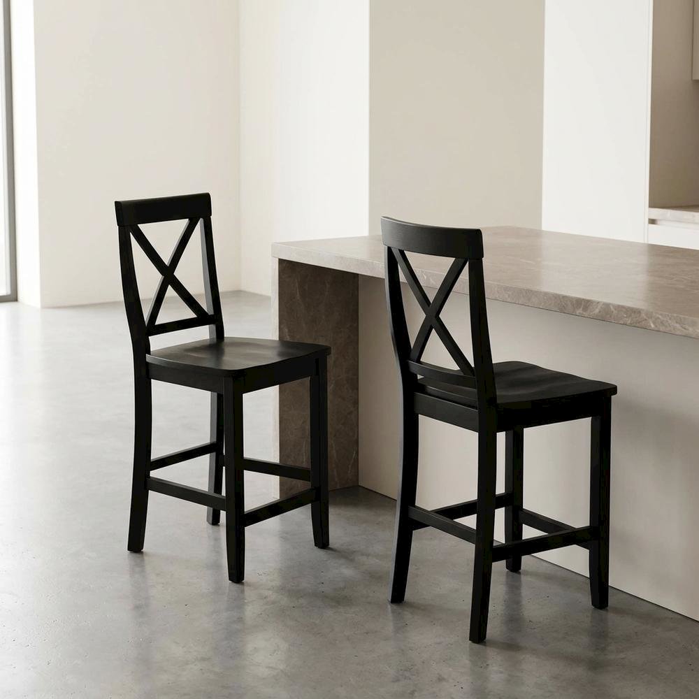 Modern X-Back Counter Height Bar Stool Set, Comfortable & Durable (2 Pack)