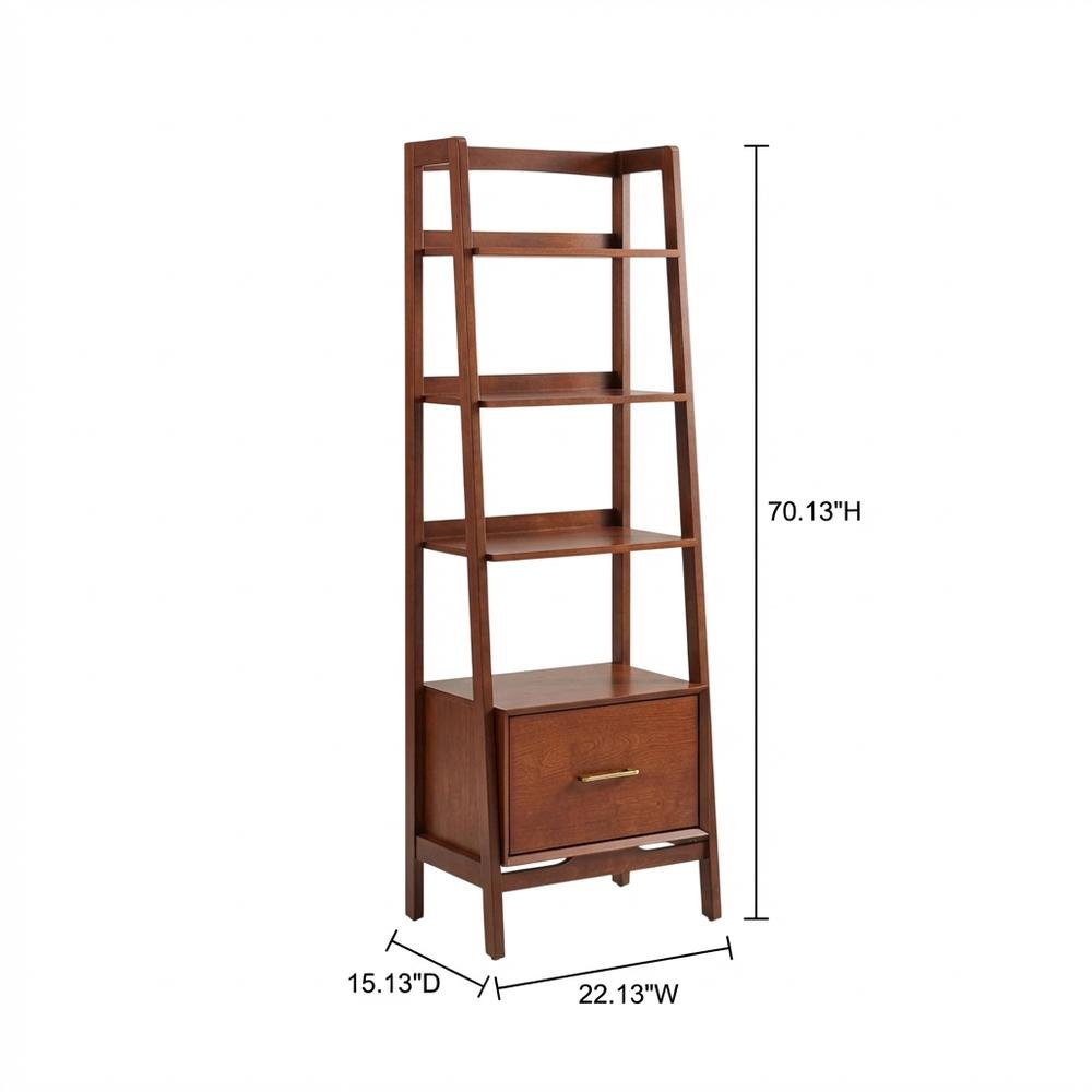 Mahogany Small Etagere Freestanding Shelf, Anti-Tip Hardware and Sturdy Frame