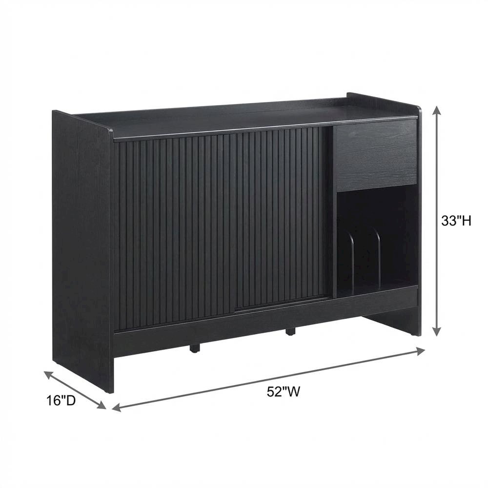 Solid Wood Record Player Cabinet with Vinyl Storage for Entertainment Centers