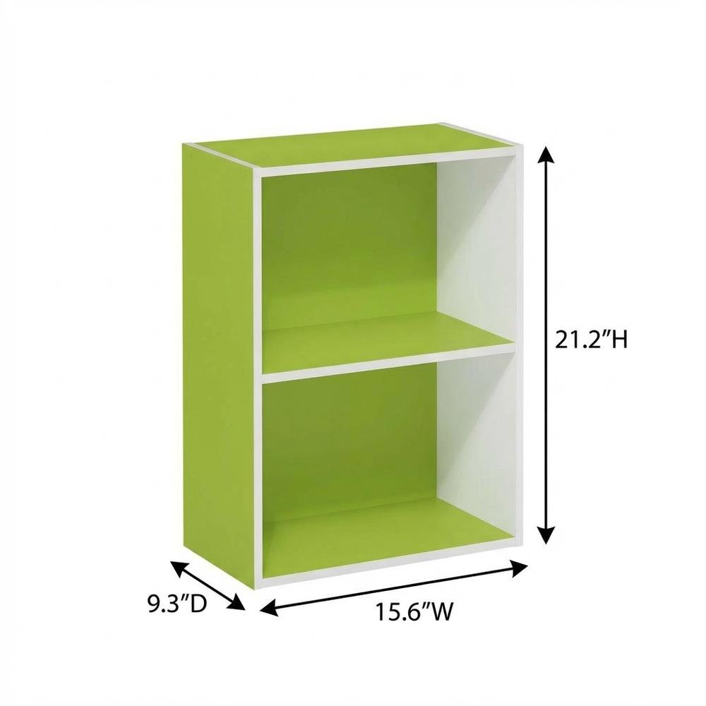 Gray 2-Tier Open Shelf Bookcase with Wooden Construction for Living Room Storage