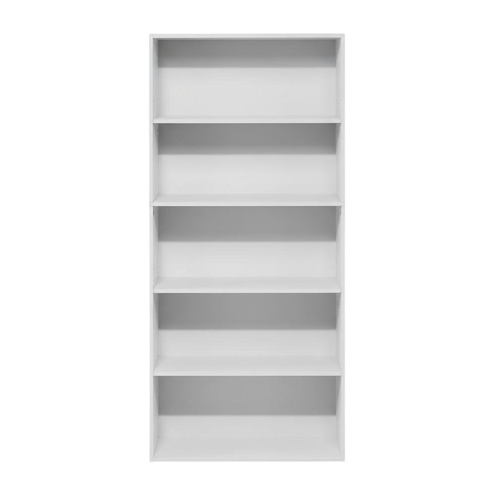 White 5-Tier Bookshelf with Adjustable Shelves for Flexible Storage