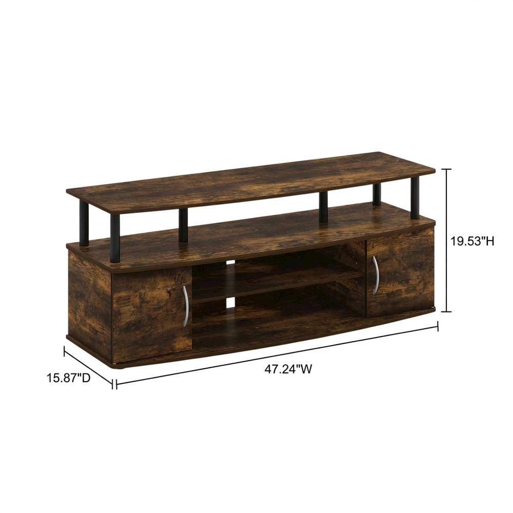 Black Amber Pine Large Entertainment Center with Spacious Storage
