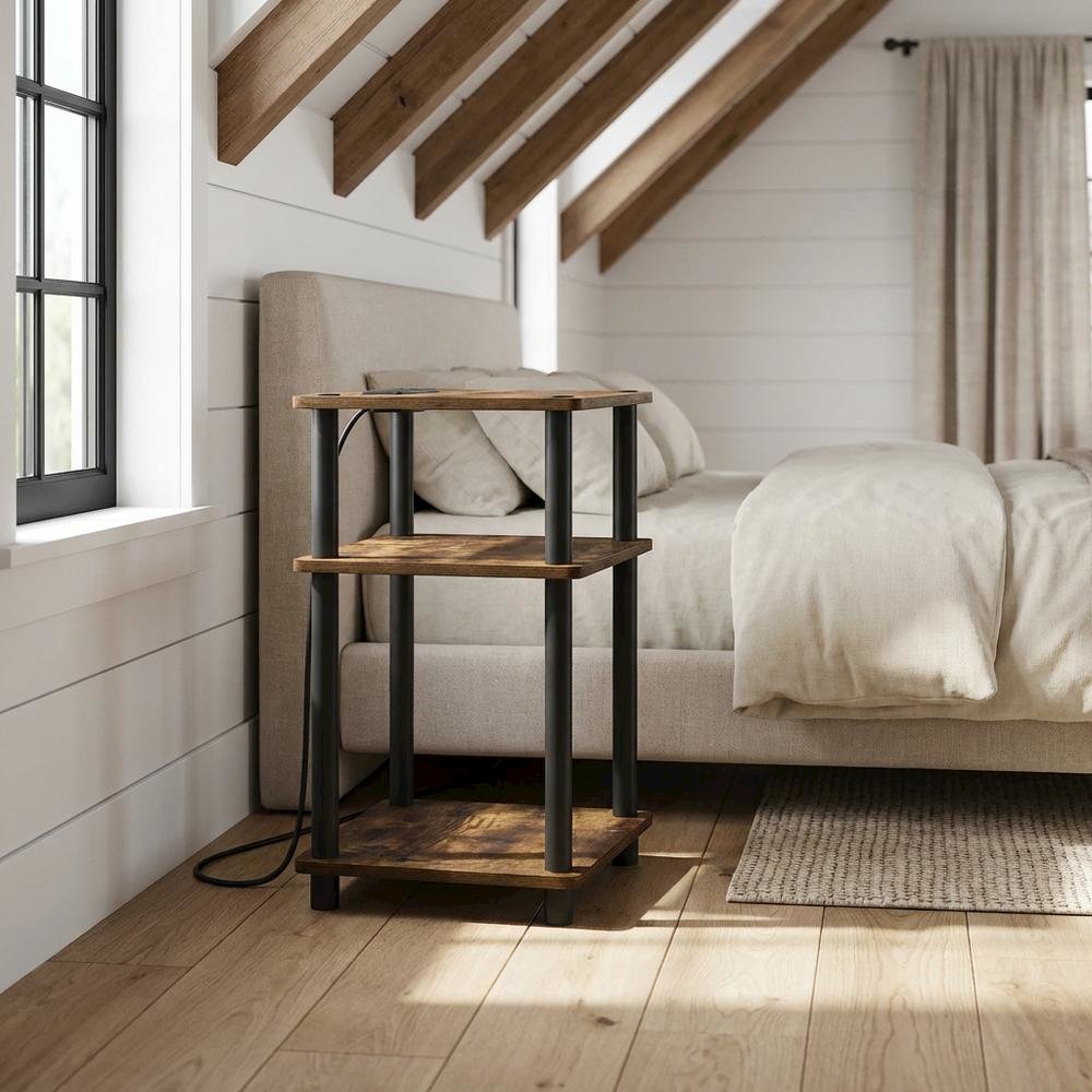 Wooden open storage nightstand with sleek design and durable construction