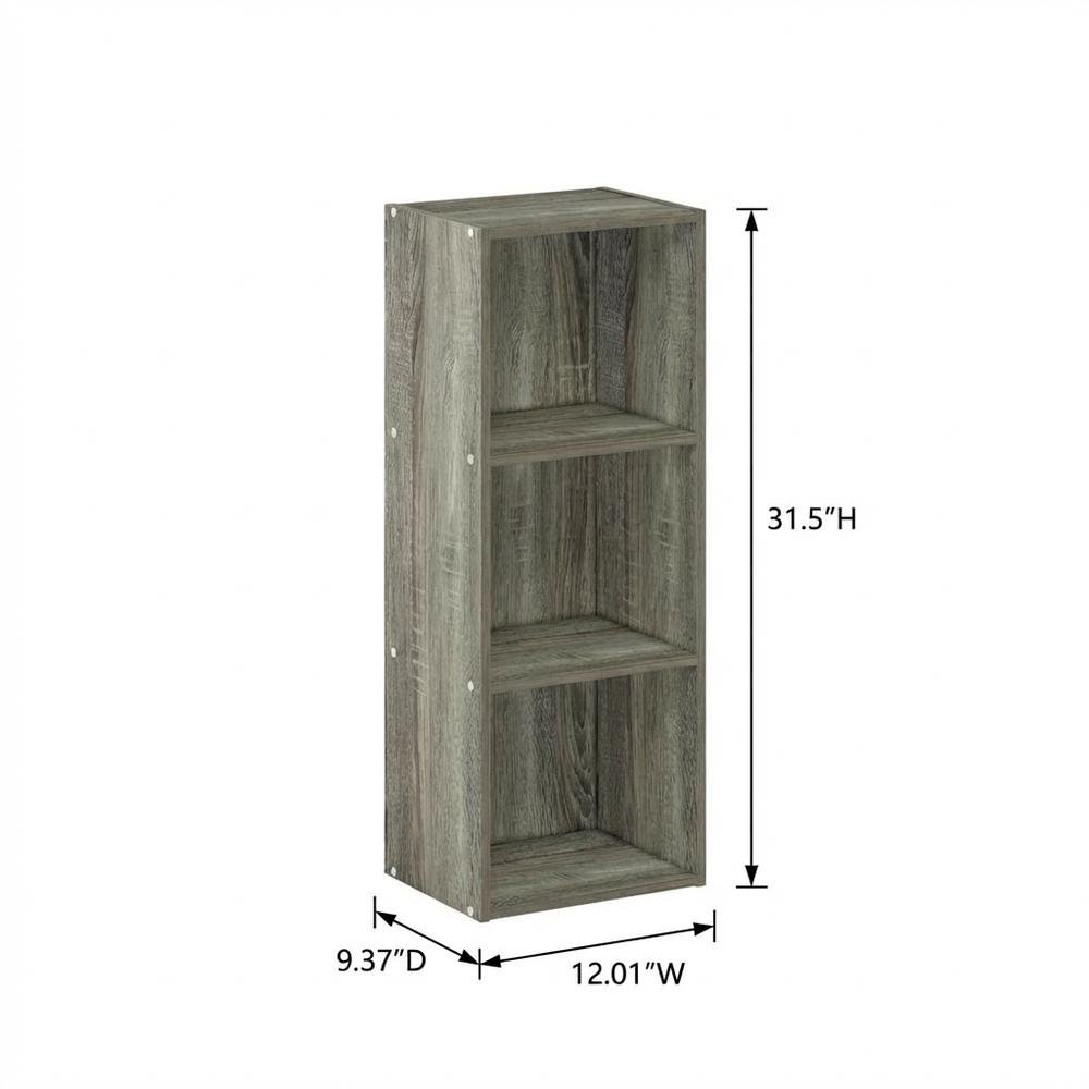 French Oak 3-Tier Open Shelf Bookcase with No Tool Assembly