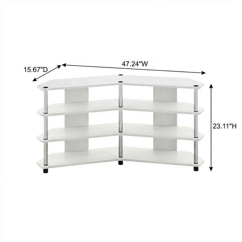 White 4-Tier Corner TV Stand for TVs up to 55 inches with easy assembly