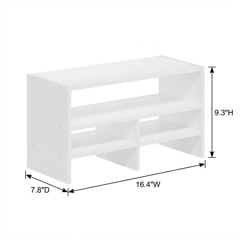 White desk organizing shelf with multi-tier design and sturdy wood construction