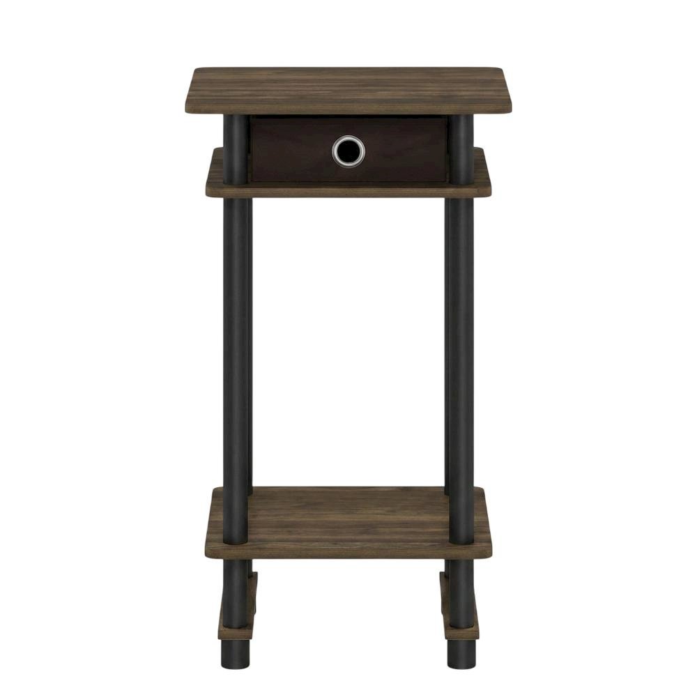 Dark Brown end table with storage bin, Columbia Walnut finish