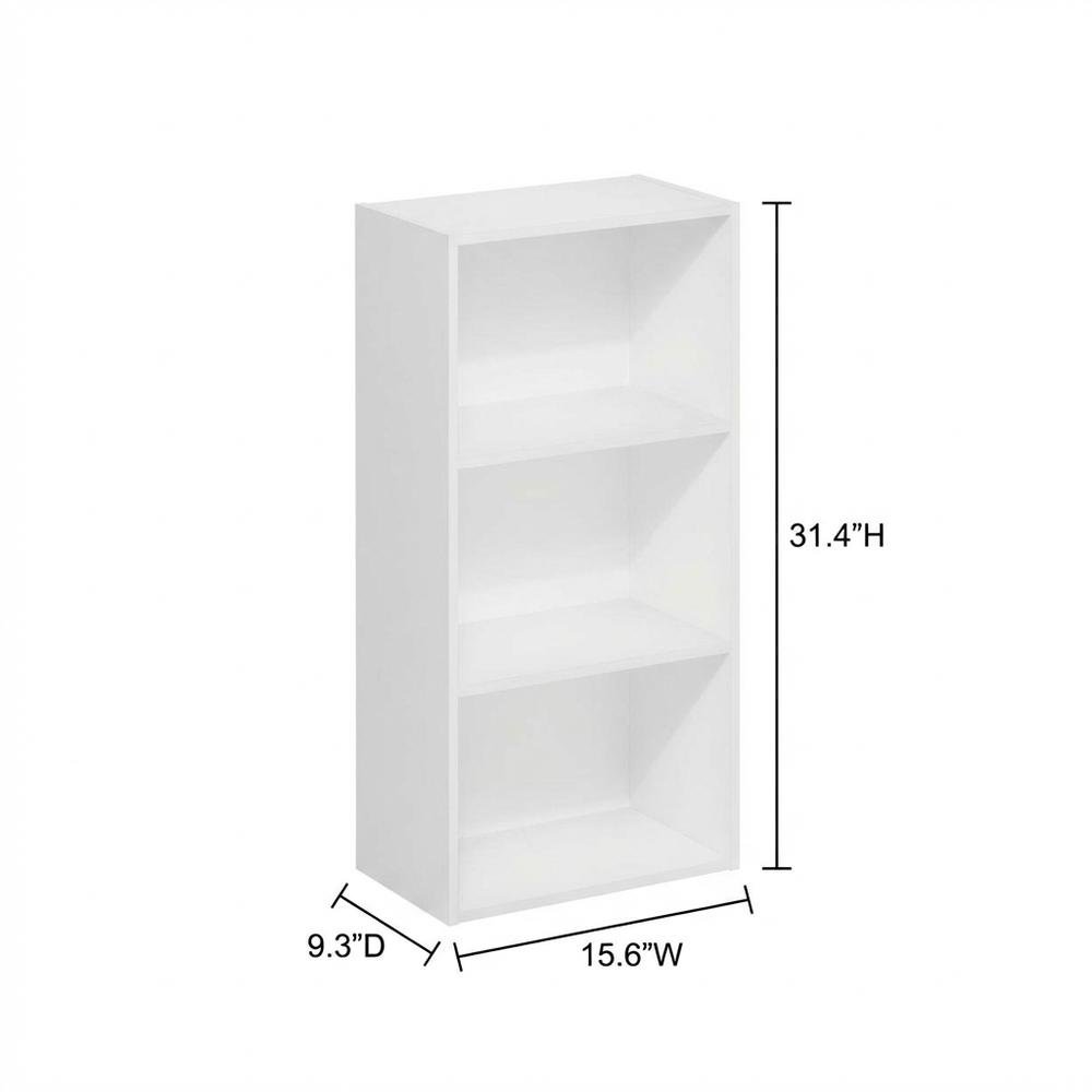 White 3-Tier Open Shelf Bookcase with Modern Wooden Design