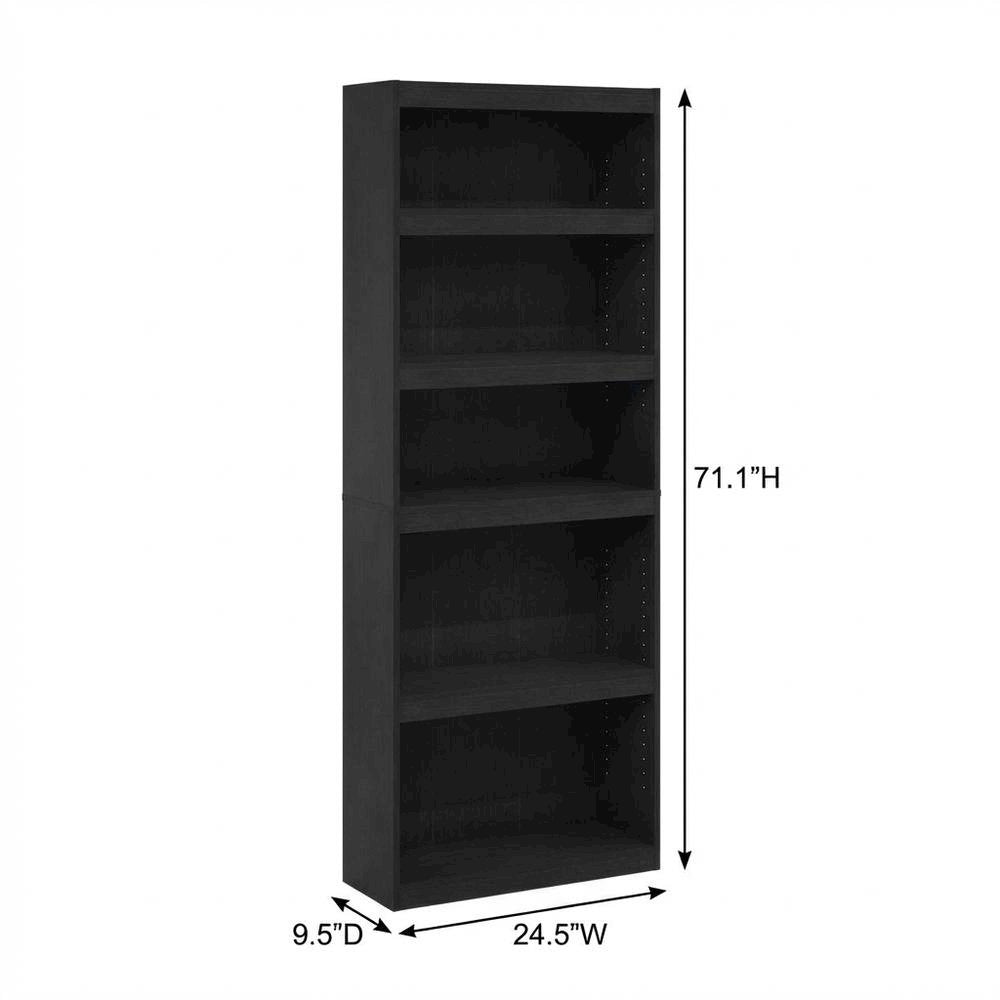 Blackwood 5-Tier Shelf Bookcase with Ample Storage and Sturdy Wood Construction