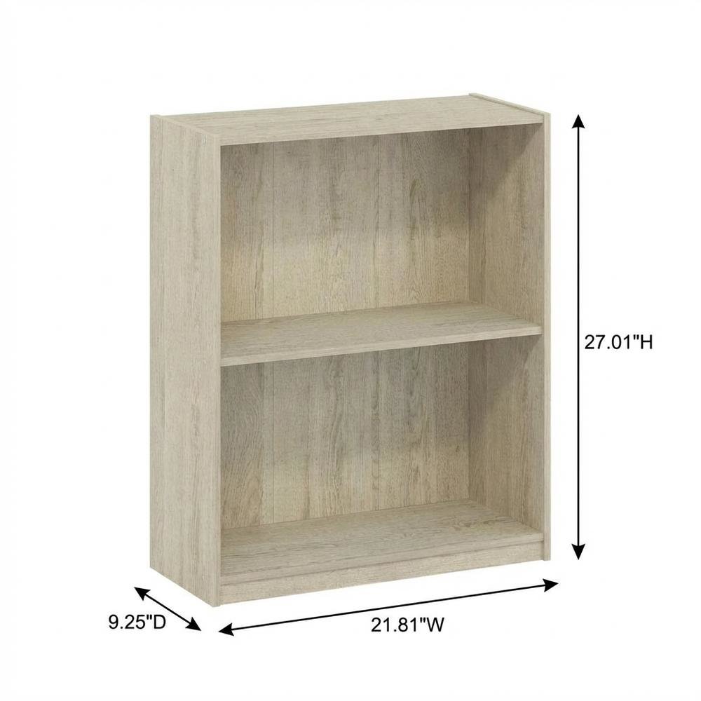 Wooden 2-Tier Open Shelf Bookcase with Sturdy Construction in Brown Finish
