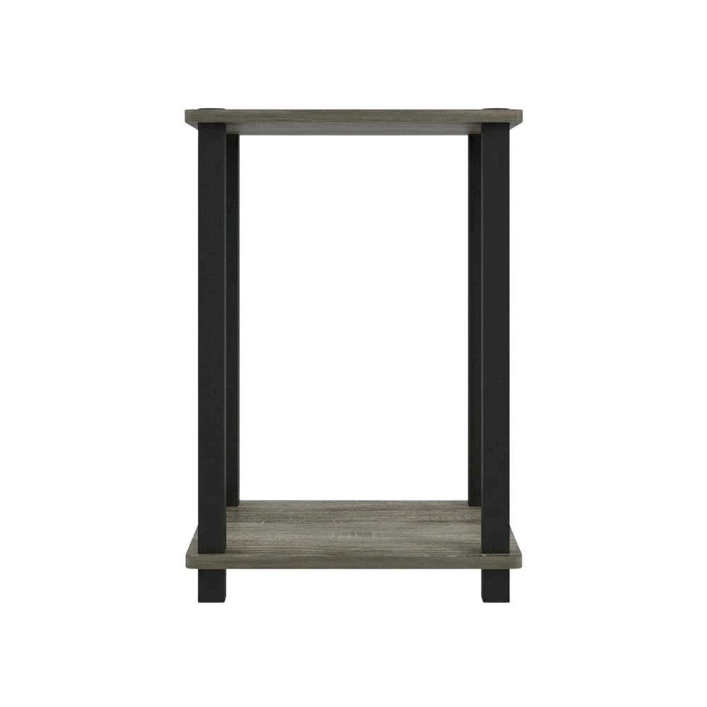 French Oak and Black Wood Nightstand with Compact Design for Bedroom Storage