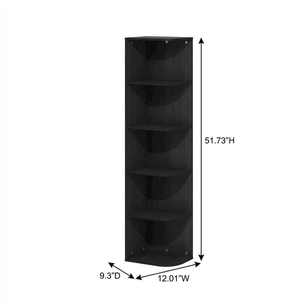 Blackwood 5-Tier Corner Open Shelf Bookcase with Spacious Storage