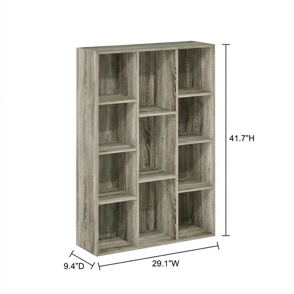 Reversible 11-Cube Open Shelf Bookcase with French Oak Finish