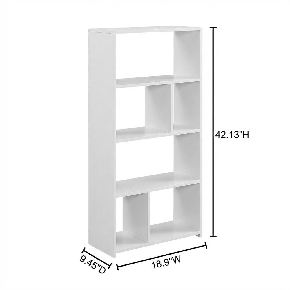 White 7-Cube Irregular Bookcase with Storage Organizer and Modern Design