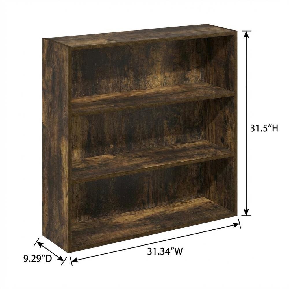 Amber Pine 3-Tier Open Shelf Bookcase with Modern Design, Durable Wood Material