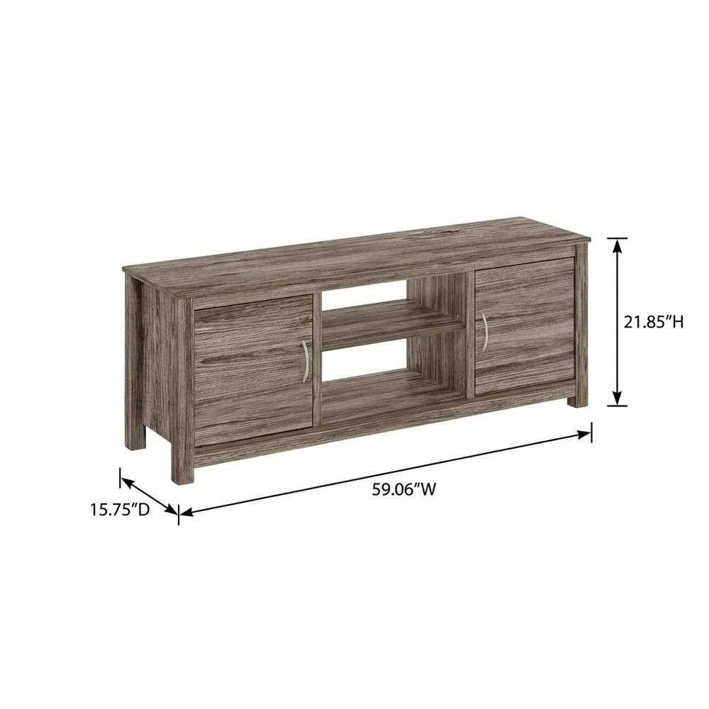 Wooden TV stand with rustic oak finish for up to 65-inch screens, ample storage