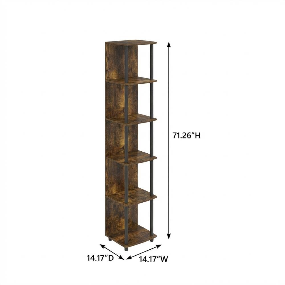 Wooden Bookcase with Open Shelves and Sturdy Construction for Living Room Use