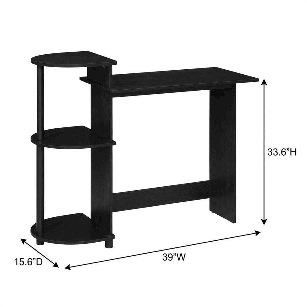Compact Americano/Black Computer Desk With Shelves For Office Use
