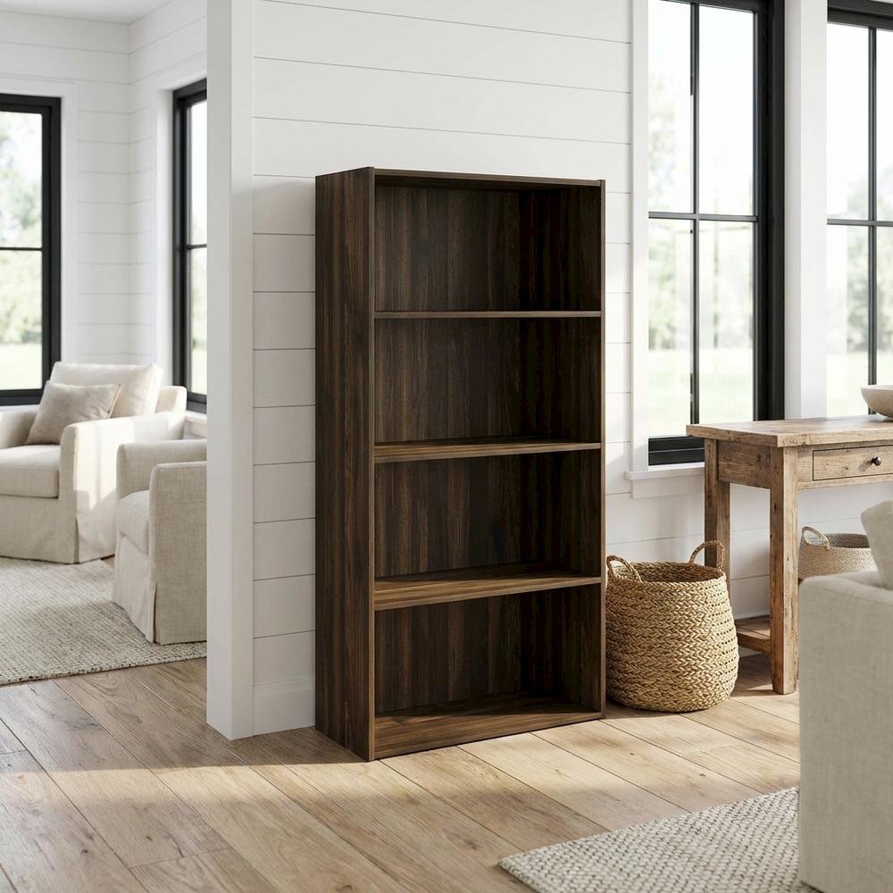 Wooden bookcase with minimalist design, sturdy construction, and ample storage