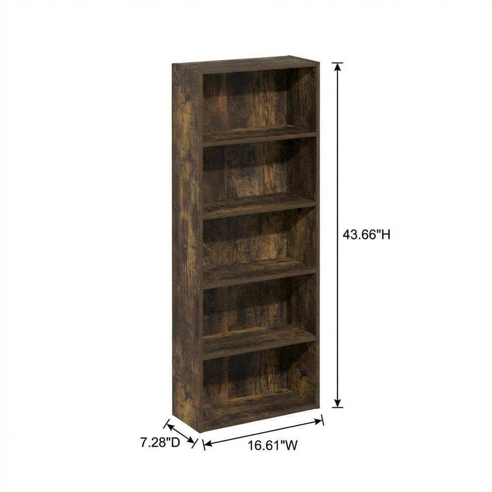 Wooden bookcase with open shelves for storage and display