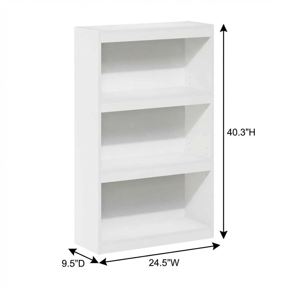 White 3-Tier Adjustable Shelf Bookcase with Modern Storage Design