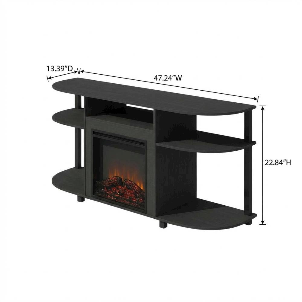 Brown Fireplace TV Stand with Rubberwood and Walnut Veneers for 55 Inch TVs