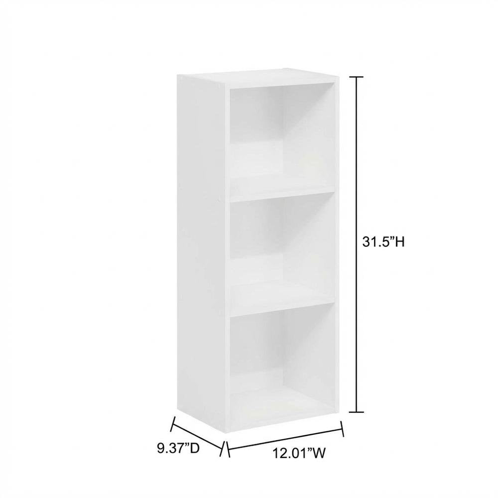 White 3-Tier No Tool Assembly Bookcase with Open Shelves for Easy Storage