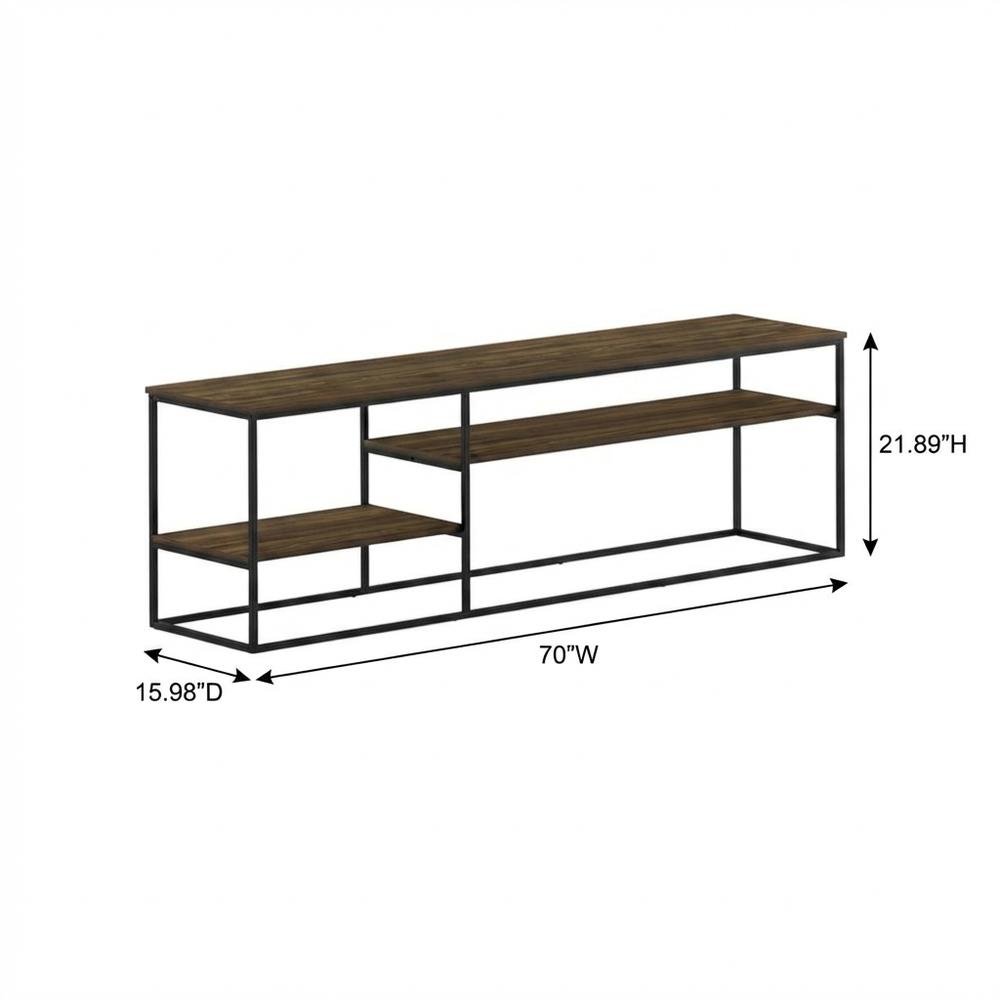 Modern TV Stand, 78-Inch TVs in Columbia Walnut Wood Finish, Spacious Storage