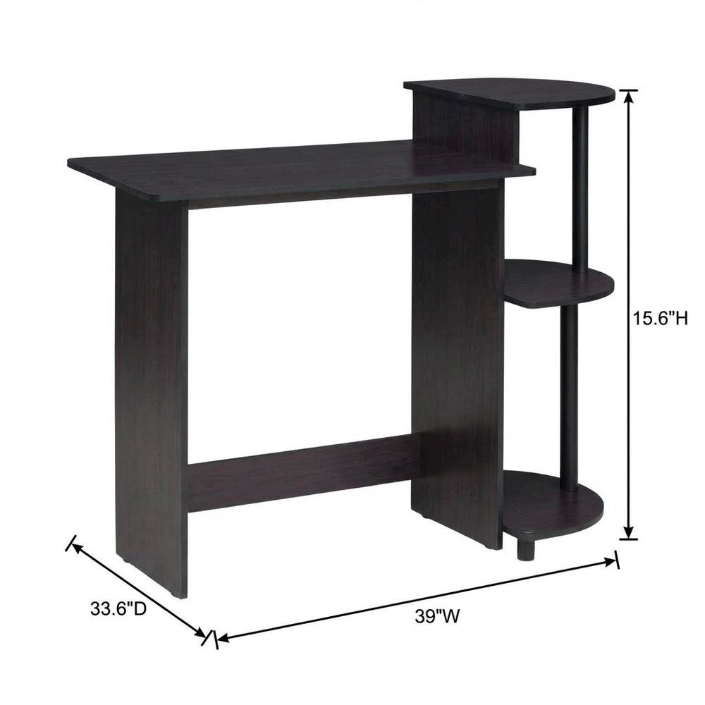 Compact Dark Walnut Computer Desk with Shelves for Efficient Workspace