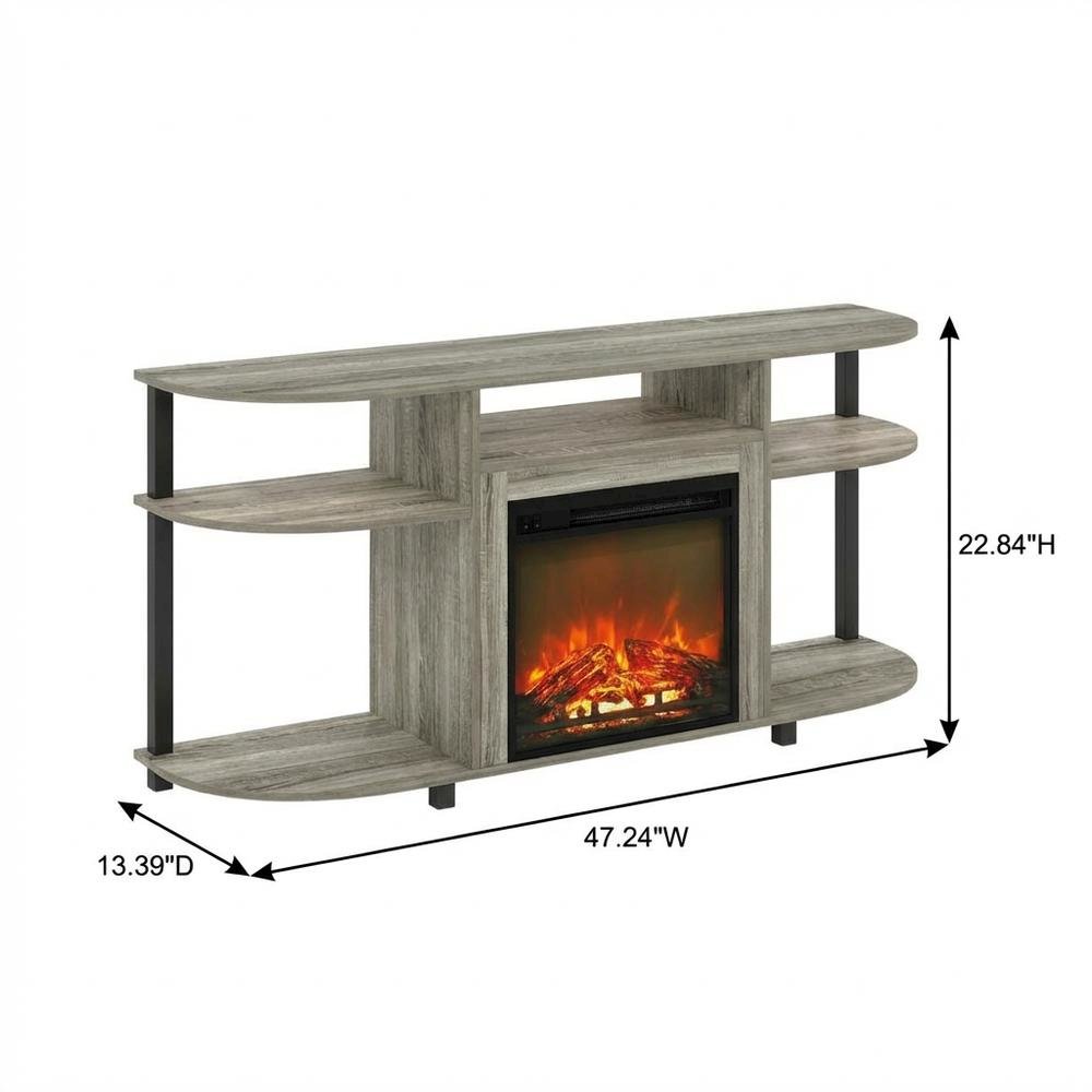 Gray entertainment center stand, fireplace insert, TV up to 55 inches, solid
