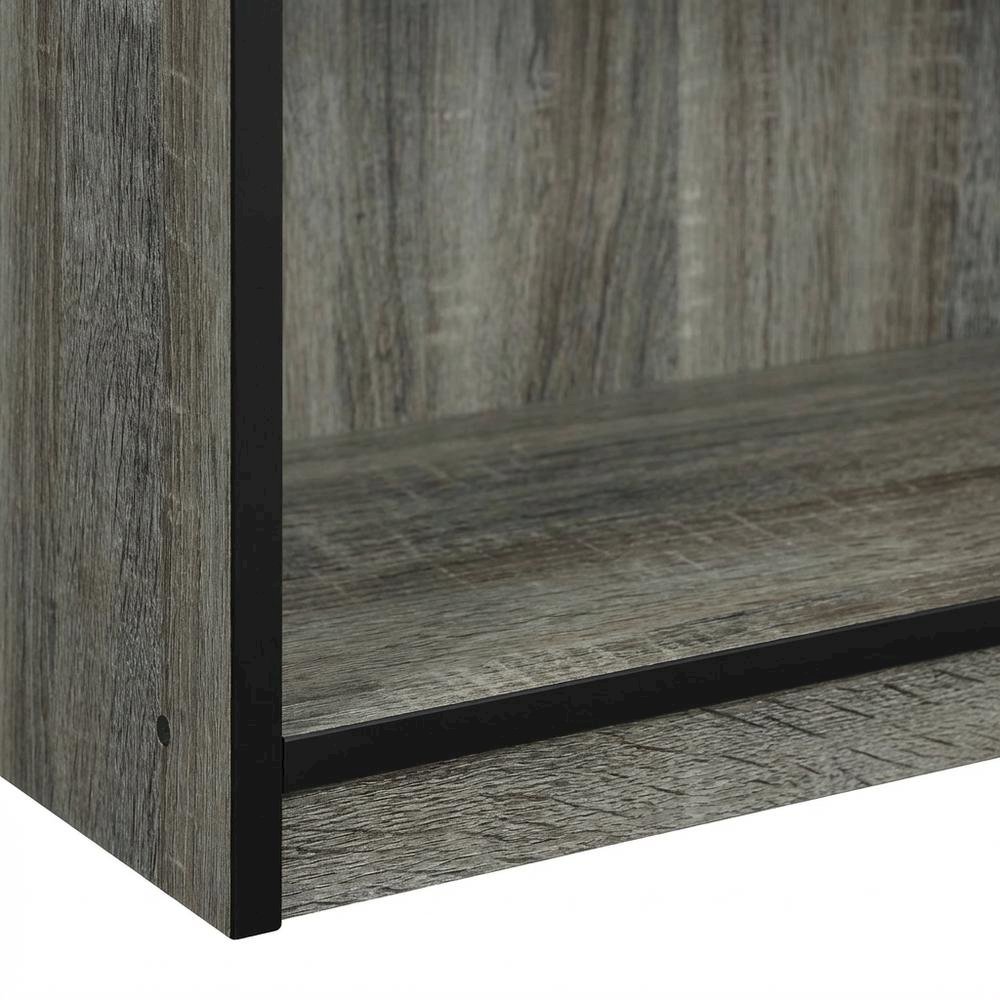 Grey 3-Tier Bookcase with Wood Shelves for Organized Storage