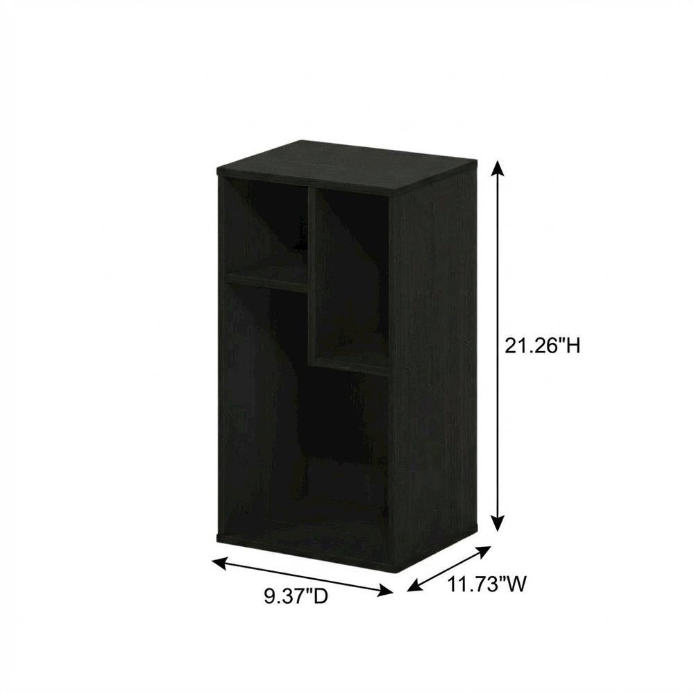 Irregular 3-Cube Bookcase with Espresso Finish, Storage Organizer, Modern Design